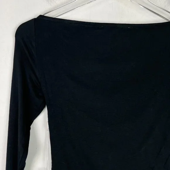 NWT Six/Fifty Black Off The Shoulder with Front Cut Out Shirt Size Medium M NEW - Picture 10 of 13